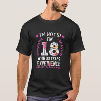 T-shirt Femmes Juillet Filles 1970 51 Anniversaire 51 Anni