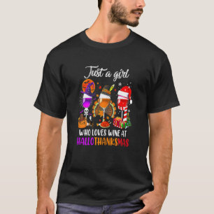 T-shirt Femmes Juste Une Fille Qui Aime Le Vin À Hallothan