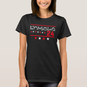 T-shirt Femmes Kamala Harris 2024 Lettre Chaton Positive