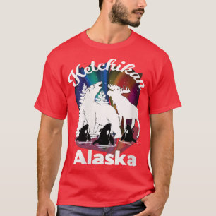 T-shirt Femmes Ketchikan Alaska Aurora Borealis Ours Oie
