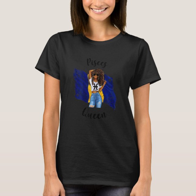 T-shirt Femmes La Barbade Pisce Queen Afro Cheveux Bar Afr (Devant)