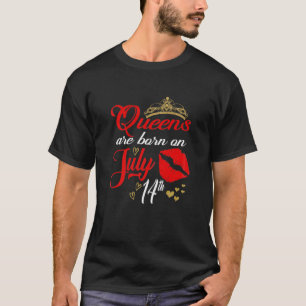 T-shirt Femmes Lèvres Rouges Reines Sont Nées Le 14 Juille