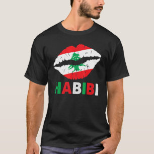 T-shirt Femmes Liban Habibi Dit Lèvres Liban Drapeau Leb