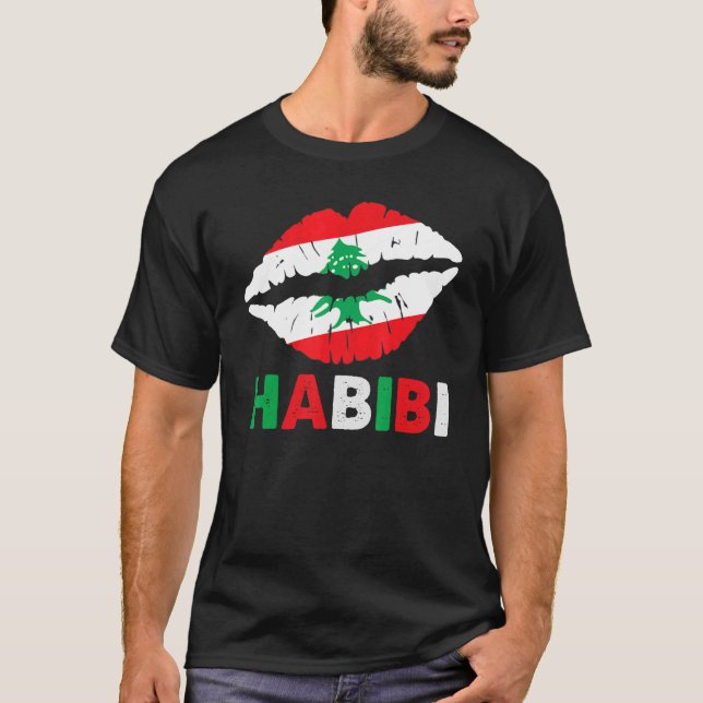 T-shirt Femmes Liban Habibi Dit Lèvres Liban Drapeau Leb (Devant)