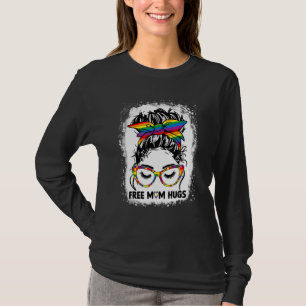 T-shirt Femmes Libérez Maman Hugs Messy Bun Lgbt Pride Arc