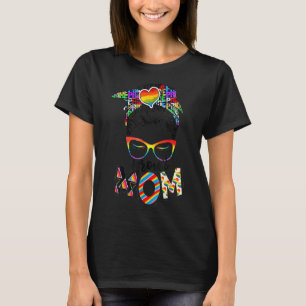 T-shirt Femmes Libérez Maman Hugs Messy Bun Lgbt Pride Arc