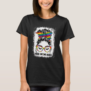 T-shirt Femmes Libérez Maman Hugs Messy Bun Lgbt Pride Arc
