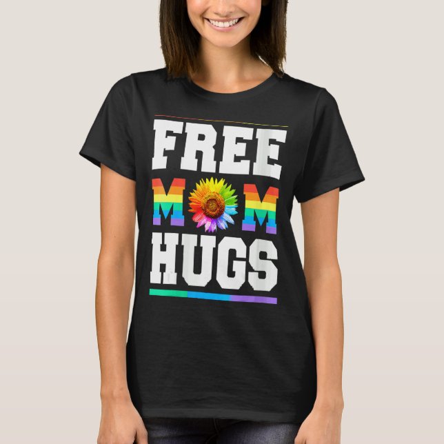 T-shirt Femmes Libérez Maman Hugs Pride Lgbt V Cou (Devant)