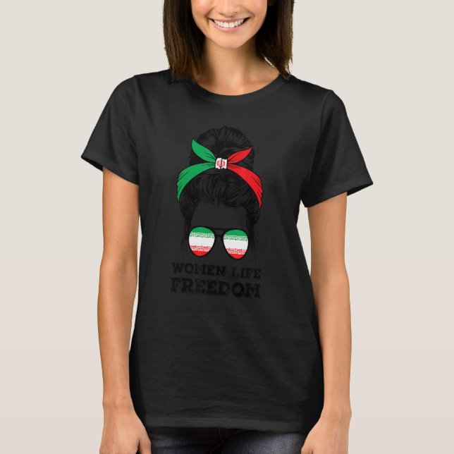 T-shirt Femmes Liberté Libre Iran Messy Bun Iran Fla (Devant)