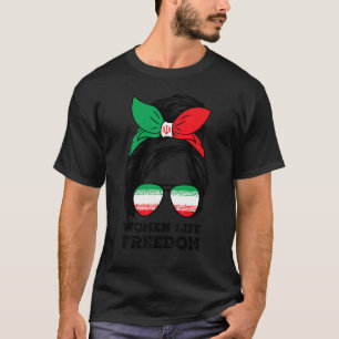 T-shirt Femmes Liberté Libre Iran Messy Bun Iran Fla