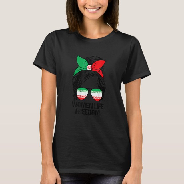 T-shirt Femmes Liberté Libre Iran Messy Bun Iran Fla (Devant)