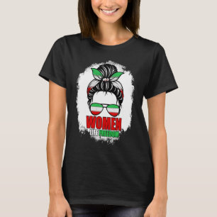 T-shirt FEMMES LIFE LIFE FREEDOM, Messy Bun mignon drapeau