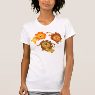 T-shirt femmes Lions caricature sans poids mou