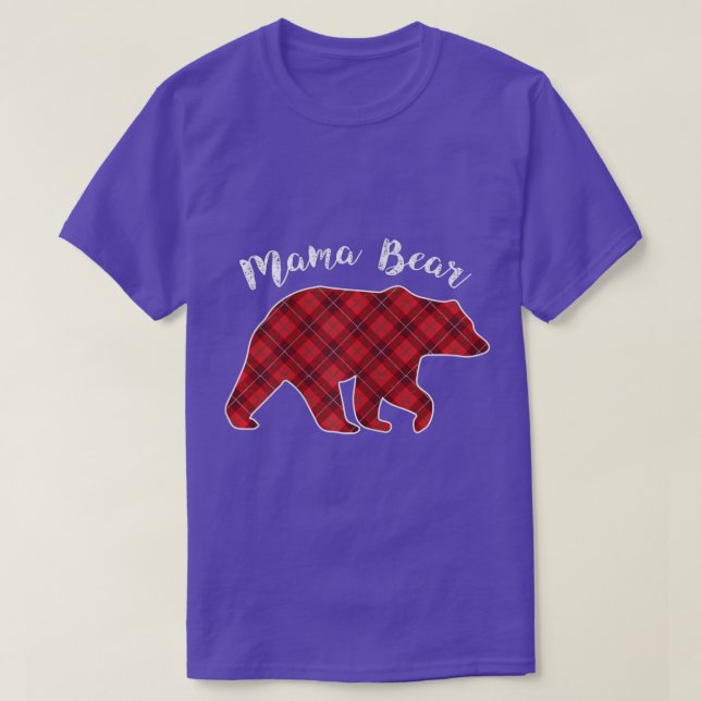 T-shirt FEMMES Mama Ours Pajama de Noël Plaid Buffalo Fa (Design devant)