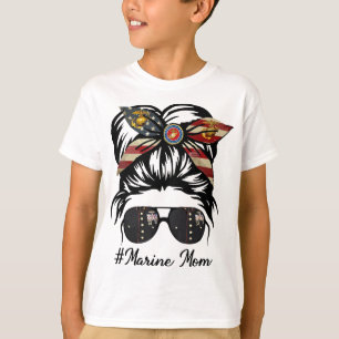 T-shirt Femmes Marine Vie Marine Mère Militaire Masse Bun 