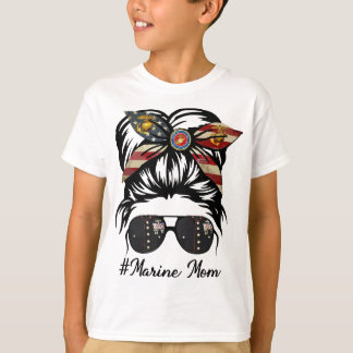 T-shirt Femmes Marine Vie Marine Mère Militaire Masse Bun 