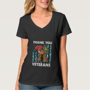 T-shirt Femmes Merci vétérans de combat Bottes de coquelic