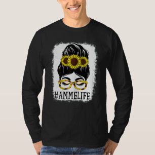 T-shirt FEMMES Messy Bun Amme Life Grandma Sunflower migno