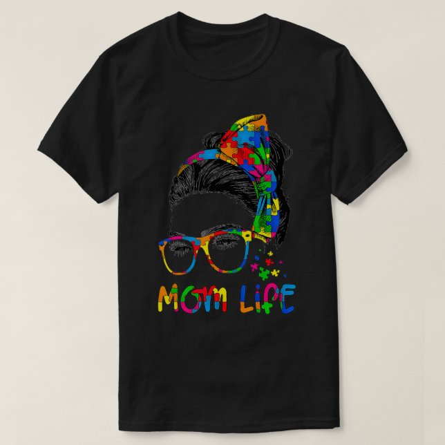 T-shirt Femmes Messy Bun Leopard Sensibilisation sur l'aut (Design devant)