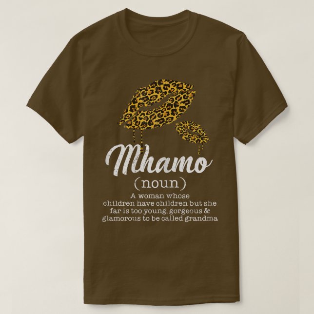 T-shirt Femmes Mhamo Léopard Lèvres Drôle Grand-mère Signi (Design devant)