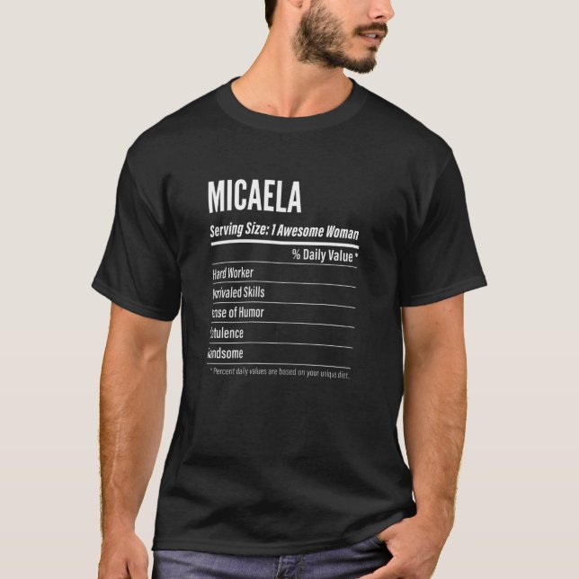 T-shirt Femmes Micaela Faits nutritionnels Taille de servi (Devant)