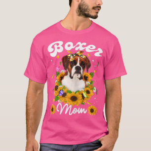 T-shirt FEMMES Mignonne Garçon Chien Maman Fleur de soleil