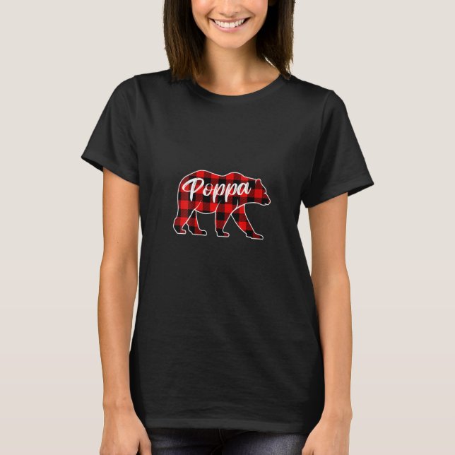 T-shirt Femmes mignonne Poppa Ours rouge Peau de Noël (Devant)