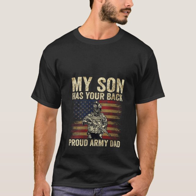 T-shirt FEMMES Mon Fils A Ton Dos Fier Armée Papa Vétérina (Devant)