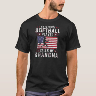 T-shirt Femmes Mon Joueur De Softball favori M'Appelle Gra
