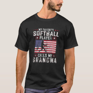 T-shirt Femmes Mon Joueur De Softball favori M'Appelle Gra