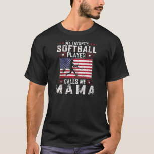 T-shirt Femmes Mon Joueur favori de softball m'appelle Mam