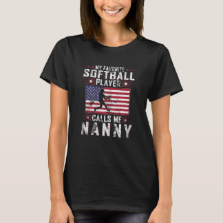 T-shirt Femmes Mon Joueur favori de softball me traite de 