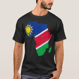 T-shirt Femmes Namibie Drapeau Afrique Continent Silhouett
