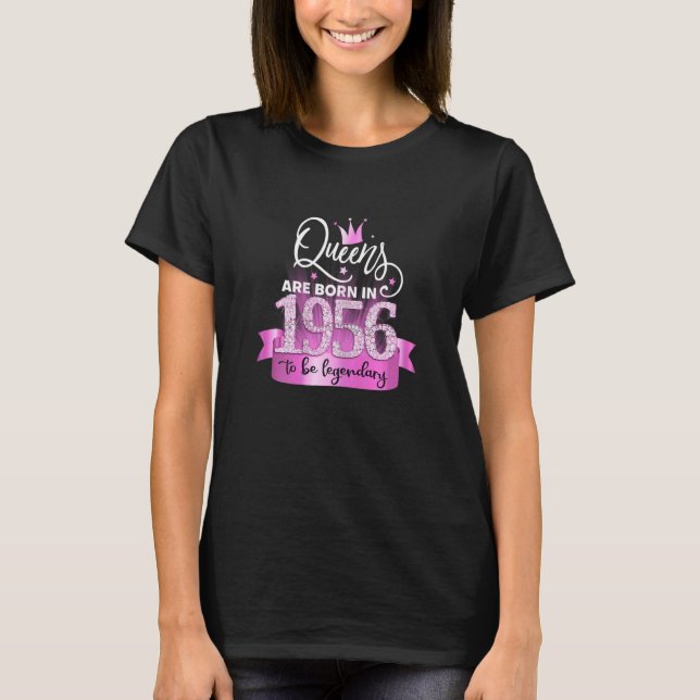 T-shirt Femmes Nées En 1956 J'Élégante Fête Rose Noire Sor (Devant)