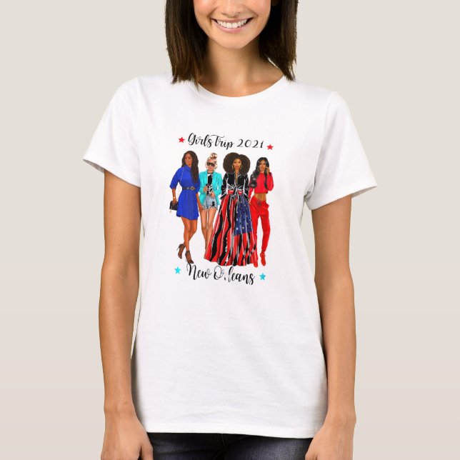 T-shirt Femmes New Orleans Girls Trip 2021 Femme noire Va (Devant)