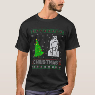 T-shirt Femmes Nicu Infirmière Xmas Arbre Éclairage Laide 