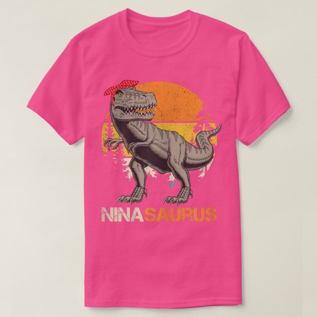 T-shirt Femmes Ninasaurus T rex Dinosaures Nina Saurus Mot (Design devant)