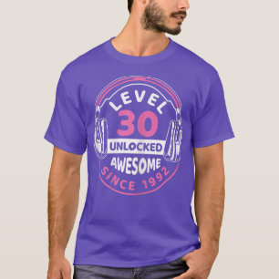 T-shirt Femmes Niveau 30 Déverrouillé Awesome 1992 30e ann