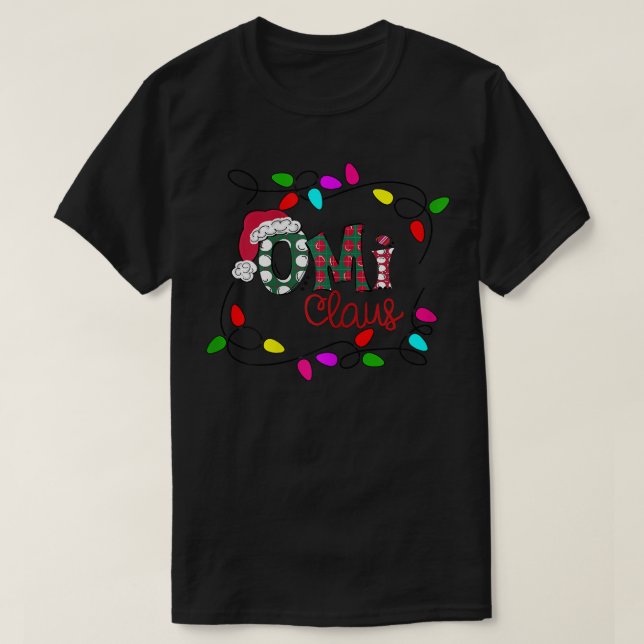 T-shirt FEMMES Noël Personnalisé Omi Claus Xmas Lumière (Design devant)