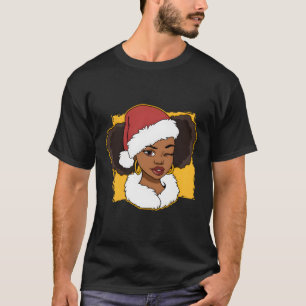 T-shirt Femmes Noir Africain Américain Père Noël Noir Chri