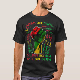 T-shirt Femmes Noir Histoire Mois Leaders Inspirationnels