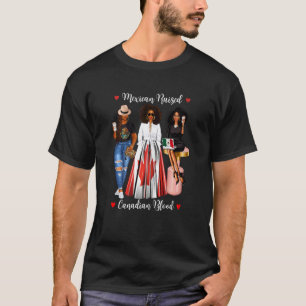 T-shirt Femmes Noir Mexicain Élevé Sang Canadien Canada