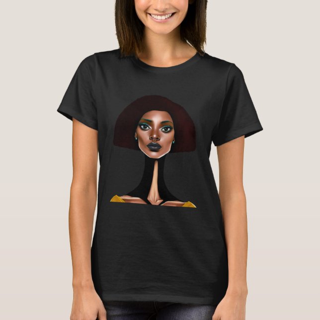 T-shirt Femmes noires à col long (Devant)