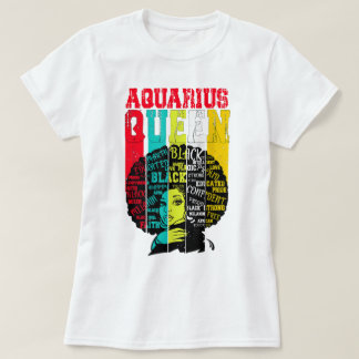 T-shirt Femmes noires Afro Cheveux Cadeau AQUARIUS Reine F
