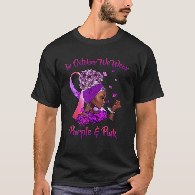T-shirt Femmes Noires Cancer Du Sein Et Violence Domestiqu (Devant)