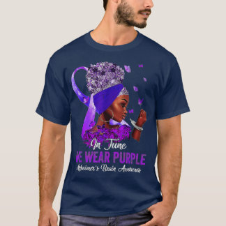 T-shirt Femmes Noires En Juin Portent Violet Alzheimers Ce