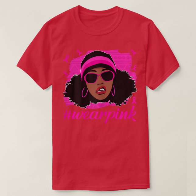 T-shirt Femmes Noires Femmes Portent rose mignon cancer du (Design devant)