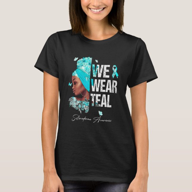 T-shirt Femmes noires Nous Portons Scleroderma Turquoise S (Devant)