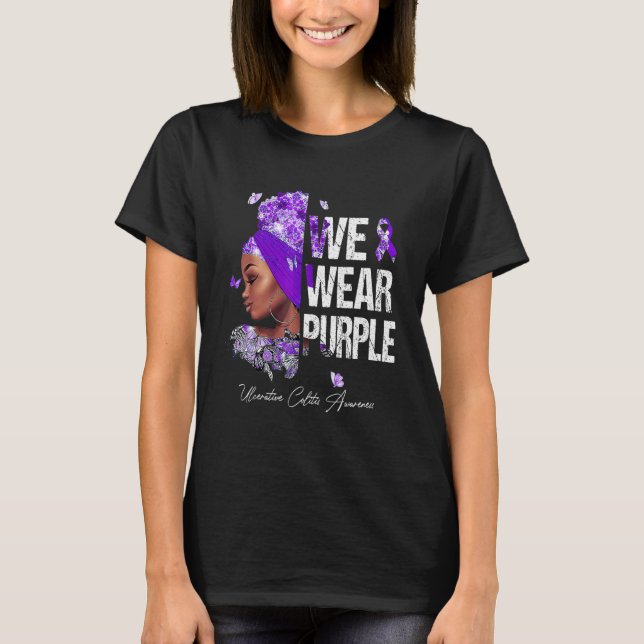 T-shirt Femmes noires Nous Portons Violet Ulcerative Colit (Devant)
