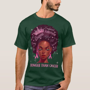 T-shirt Femmes noires Reine plus forte que cancer du sein